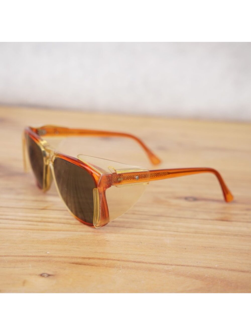 Vintage Titmus Z87 Safety Glasses Frame w Side Shields Brown Plastic Hong Kong - Picture 2 of 13